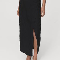MANGO Mid-Rise Crinkled Midi Wrap Skirt-picture-8