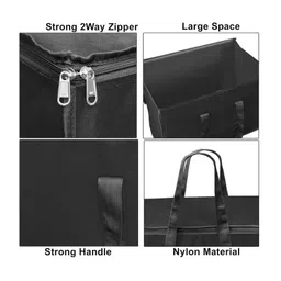 Storite Nylon Moisture Proof Multi-Purpose 70 L Large Toys Storage Bag/Books Magazine//Blankets/Clothes Storage Organizer with Zip and Handle Rectangular(Black )(10-Pack) image 3