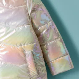 Babyhug Woven Full Sleeves Hooded Padded Jacket With Ombre Effect - Multicolor image 3