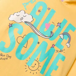 Tango Fleece Knit Full Sleeves Hoodies With Text Print - Yellow image 3