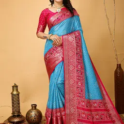 HERE&NOW Bandhani Zari Art Silk Bandhani Saree-picture-39