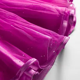 kookie kids india Kookie Kids Woven Sleeveless Shimmer Net Party Dress With Bow Applique - Purple image 4