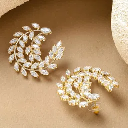 Rubans 18K Gold-Plated Oversized Statement with Sparkling AD Stones Studs image 2
