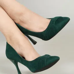 Flat n Heels Women Green Pumps-picture-11