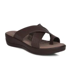 Bata Women's Toe Ring Platform Sandals-Brown-picture-10