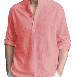 Yugnik Cotton Mandarin Collar Roll-Up Sleeves Straight Kurtas image 2