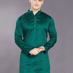 PulseIQ Men Thread Work Jacquard Kurta-picture-31