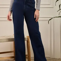RIVI Women Jean Wide Leg High-Rise Stretchable Jeans-image-74