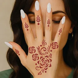 VOORKOMS Mehndi Stencil Sticker For Quick Festive Look With Elegant Floral Design image 2