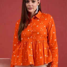 SAICHA Geometric Printed Shirt Collar Pure Cotton Kurti-picture-10