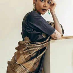 Moda Rapido Woven Design Zari Silk Blend Handloom Banarasi Saree-picture-21