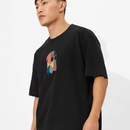 The Souled Store Men Graphic Printed Round Neck Cotton Oversized T-shirt image 3