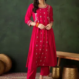 Sangria Women Embroidered Straight Kurta & Salwar-image-7