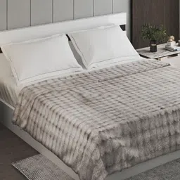 Home Centre Kadence Grey Geometric 550 GSM Double Bed Blanket-picture-13