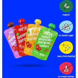 Happa Organic Mixed Fruit Variety Puree Pack of 4 - 100 gm each-image-43