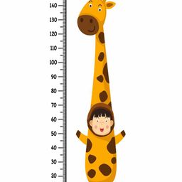 WENS Removable Height Measurement Wall Sticker Giraffe Print - Orange-picture-30