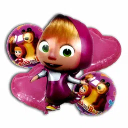 Shopperskart Masha Theme Foil Balloon Set Pack of 5 - Pink-picture-11