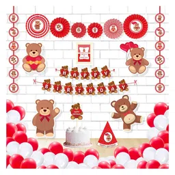 Untumble Teddy Themed Party Decor Red - Pack of 95-image-0
