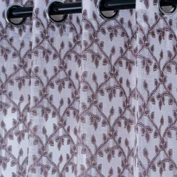 Parda Online White & Brown Sheer Window Curtain image 2