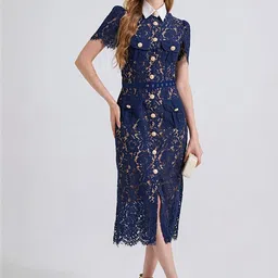 JC Collection Women Embroidered Sheath Midi Dress image 1