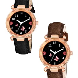 Gopal Shopcart Set Of 2 Women Analogue Watch GR379RG BFly BLK BRO Vel L-picture-11