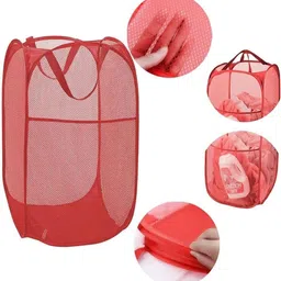 Kuber Industries 2-Pcs Red Mesh Laundry Basket 20 L image 5