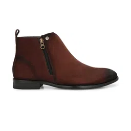 El Paso Brown Suede Ankle Chelsea Boots with Zip Closure image 5