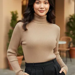 SZN Women Turtle Neck Slim Fit T-shirt-picture-16