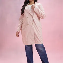 DressBerry Curve Notched Lapel Herringbone Double-Breasted Overcoat image 4