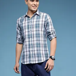 HERE&NOW Slim Fit Checked Pure Cotton Casual Shirt image 4