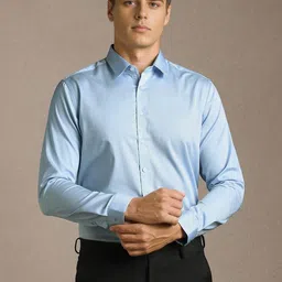 Louis Philippe Sport Spread Collar Pure Cotton Slim Fit Shirt-image-83