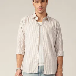 DENNISON Men Smart Fit Vertical Striped Spread Collar Cotton Casual Shirt-picture-31