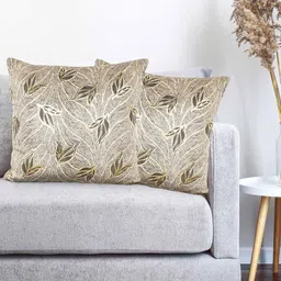 Vinayaka Fab Cream 2 Pieces Floral Embellished Velvet Square Shaped Cushion Covers-picture-24