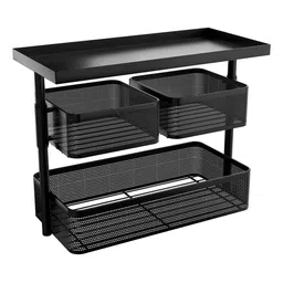 Kuber Industries Black 3 Tier Metal Kitchen Counter Stand image 2