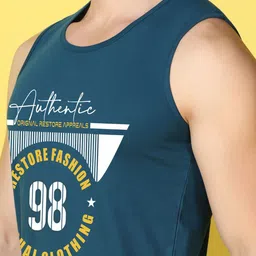 WOOSTRO Pack Of 2 Printed Combed Cotton Gym Vests -VWS26(RUN PEACH)(98 PEACOCK) image 4