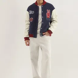 United Colors of Benetton Men Stand Collar Graphic Printed Casual Varsity Jacket image 5