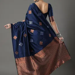 CaniBani Woven Design Zari Silk Blend Handloom Banarasi Saree image 5