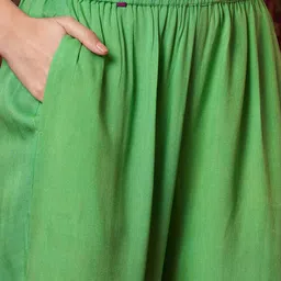 GoSriKi Floral Yoke Design Empire Thread Work A-Line Kurta With Trousers And Dupatta image 3