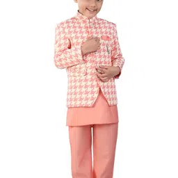 earth conscious Boys Self Design Mandarin Collar 3-Piece Jodhpuri Over Kurta Pyjama Set-picture-55
