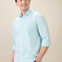 ColorPlus Men Tartan Checked Spread Collar Pure Cotton Casual Regular Fit Shirt image 5