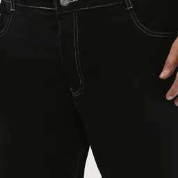 Urbano Plus Men Black Straight Fit Washed Jeans Stretchable image 4