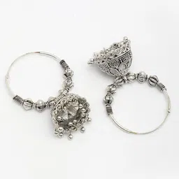 Anouk German Silver Plated Oxidised Dome Shaped Jhumkas image 2