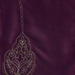 Sangria Floral Embroidered V-Neck Sequinned Vichitra Silk Kurta With Trousers & Dupatta image 3