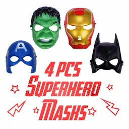 Zyozi Super Hero Cartoon Plastic Mask Multicolour - Pack Of 4 image 3