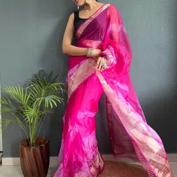DIVASTRI Woven Design Zari Organza Kanjeevaram Saree image 3