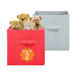 Kuber Industries Red & Grey 2 Pieces Non-Woven Cloth Organisers image 3