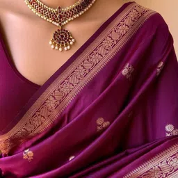 THE AQUARIUS Floral Woven Design Zari Saree With Unstiched Blouse Piece image 3