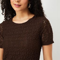 max Women Round Neck Short Sleeves Self Design A-Line Top-image-85