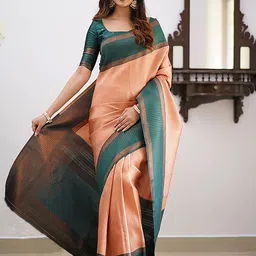 bigben textile Woven Design Zari Silk Blend Banarasi Saree image 3