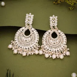 Anouk Gold-Plated Brass Artificial Beads Drop Earrings image 2